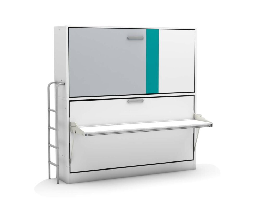 Opklap stapelbed Smart Bunk met bureau