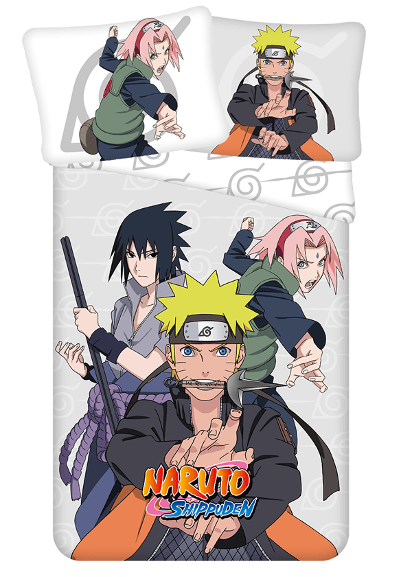 Naruto Dekbedovertrek grijs 140 x 200 cm Katoen 70 x 90 cm