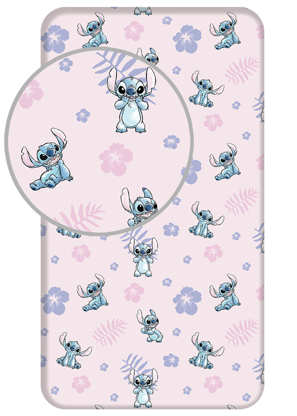 Stitch hoeslaken Roze 90 x 200 cm