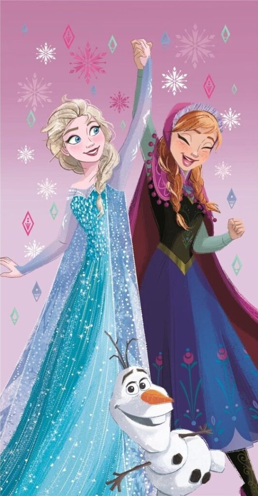 Frozen handdoek polyester Roze 70x140cm