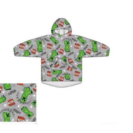 Minecraft poncho grijs 7 - 14 jaar - polyester
