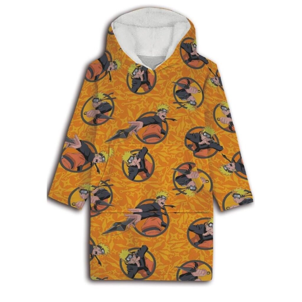 Naruto hoodie poncho geel maat XS - L - polyester