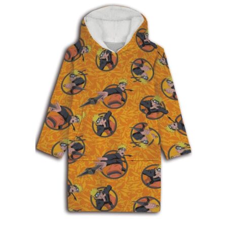 Naruto hoodie poncho geel maat XS - L - polyester