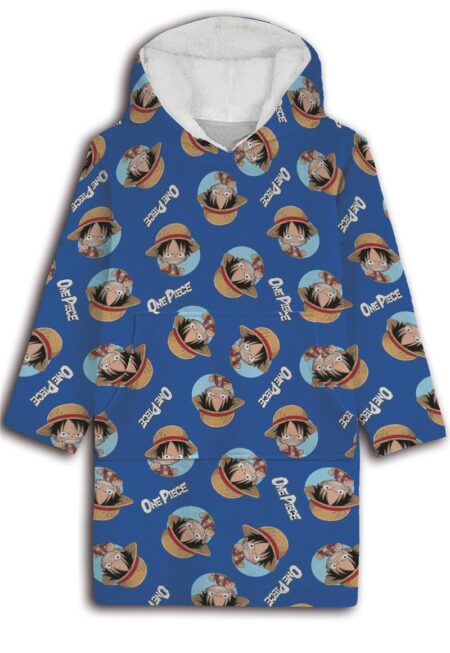 One Piece hoodie poncho blauw maat XS - L - polyester