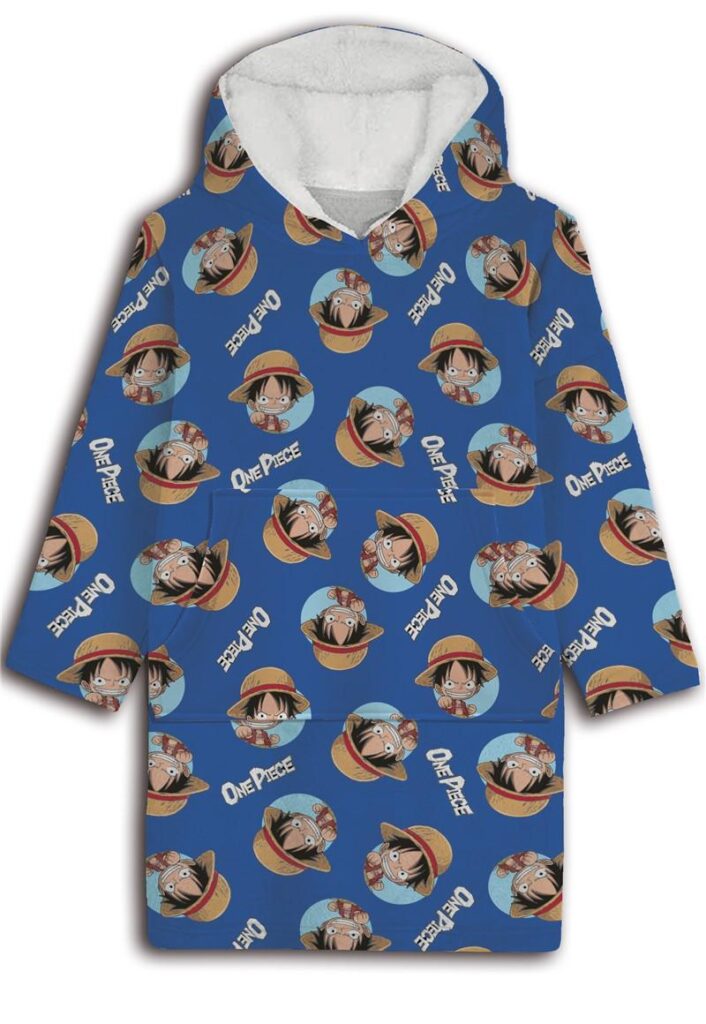 One Piece hoodie poncho blauw maat XS - L - polyester