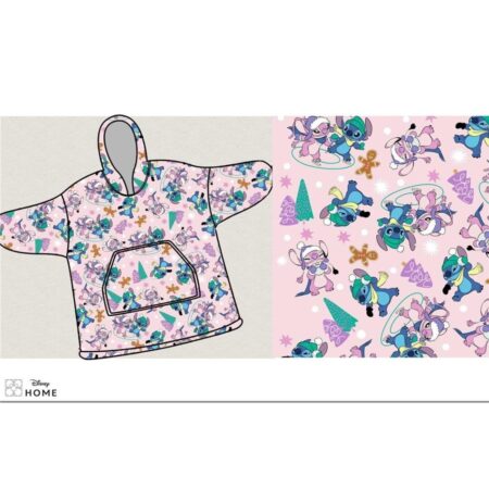Stitch hoodie poncho roze 7 - 14 jaar - polyester