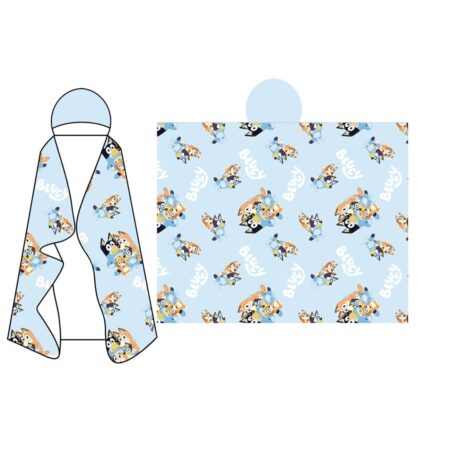 Bluey fleece plaid met capuchon 120 x 150 cm - polyester