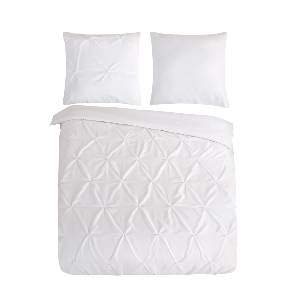 Pure Dekbedovertrek "luxe stiksel plooien" - Wit - (200x200/220 cm) - Microfiber