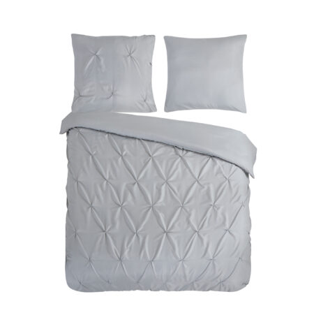 Pure Dekbedovertrek "luxe stiksel plooien" - Zilver - (200x200/220 cm) - Microfiber