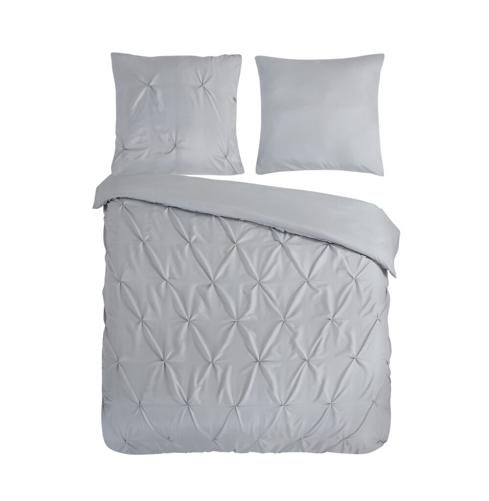 Pure Dekbedovertrek "luxe stiksel plooien" - Zilver - (200x200/220 cm) - Microfiber
