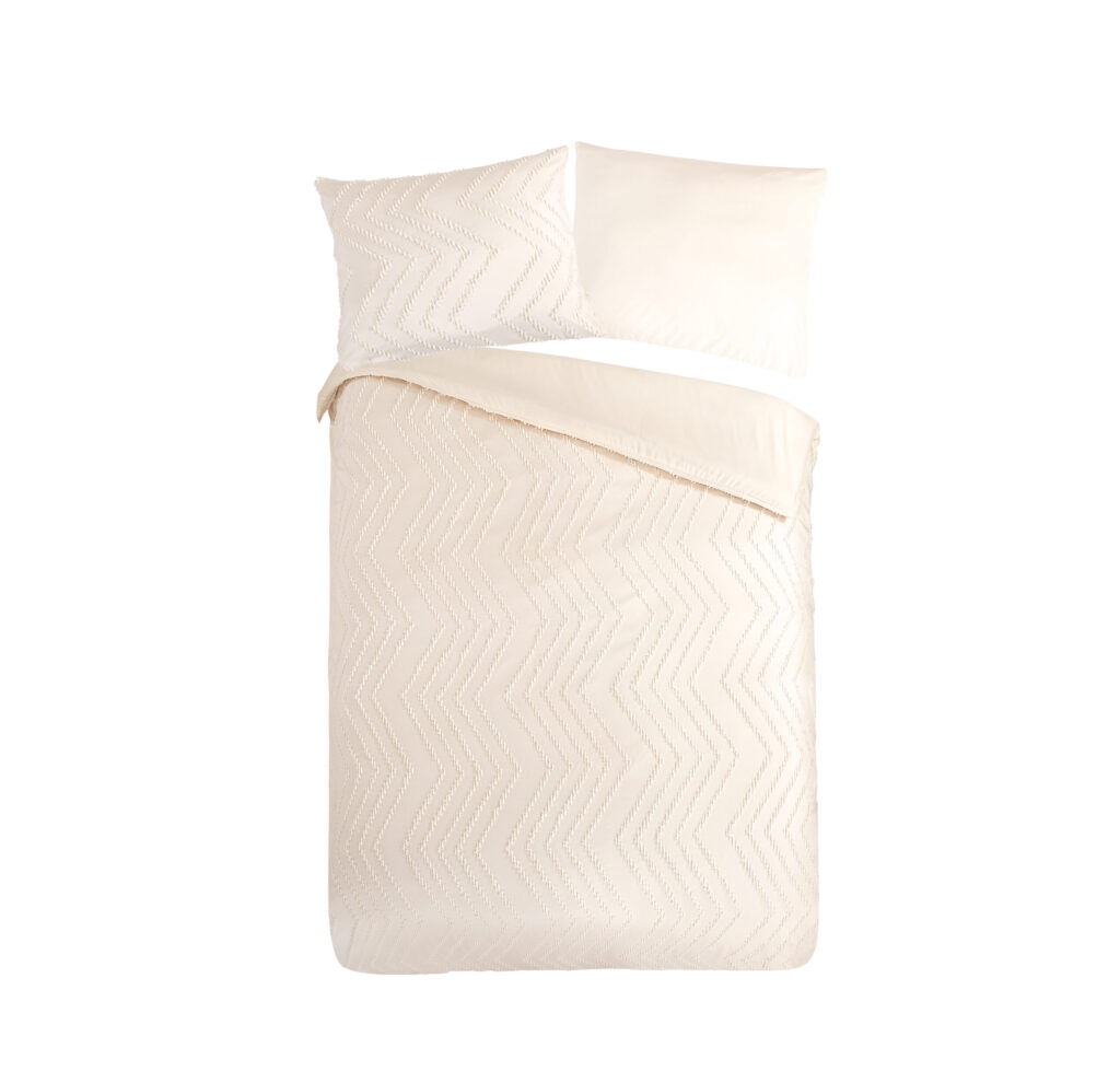 Pure Dekbedovertrek "luxe zizag biezen/ borduursels" - Wit - (140x200/220 cm) - Microfiber