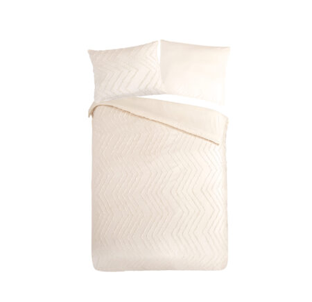 Pure Dekbedovertrek "luxe zizag biezen/ borduursels" - Wit - (140x200/220 cm) - Microfiber