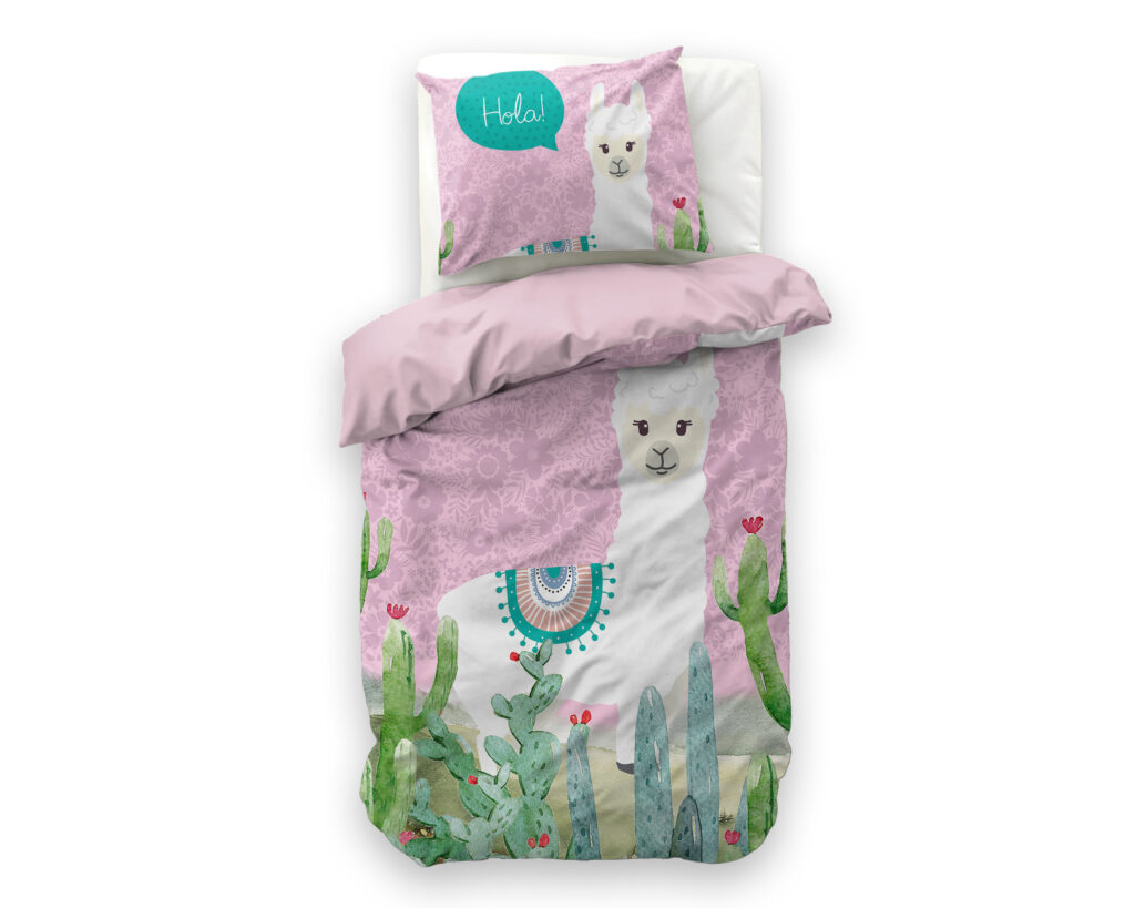 Little Monster Hola lama Roze 140 x 200/220 cm