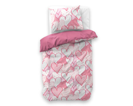 Little Monster Hearts love Roze 140 x 200/220 cm