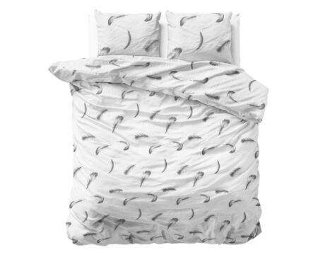 Sleeptime Flanel Vintage Feathers Wit 240 x 200/220 cm