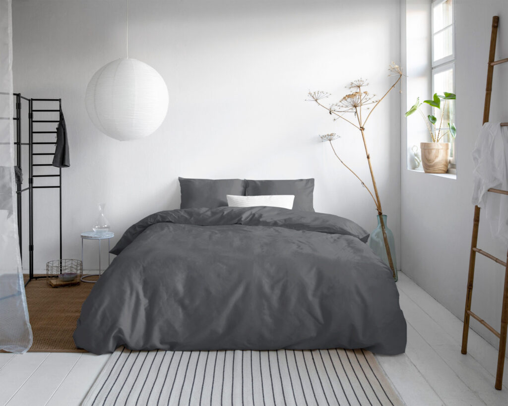 Primaviera Deluxe Uni Satijn Dekbedovertrek Antraciet 140 x 200/220 cm