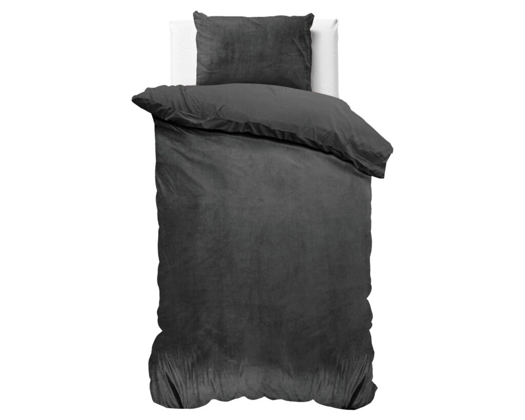 Sleeptime Velvet Uni Dekbedovertrek Antraciet 140 x 220 cm