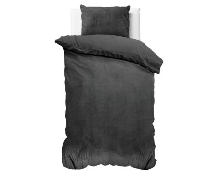 Sleeptime Velvet Uni Dekbedovertrek Antraciet 140 x 220 cm