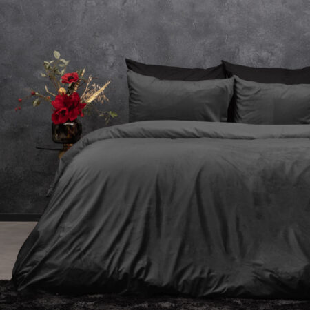 Sleeptime Velvet Uni Dekbedovertrek Antraciet 240 x 220 cm