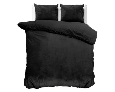 Sleeptime Velvet Uni Dekbedovertrek Zwart 240 x 220 cm