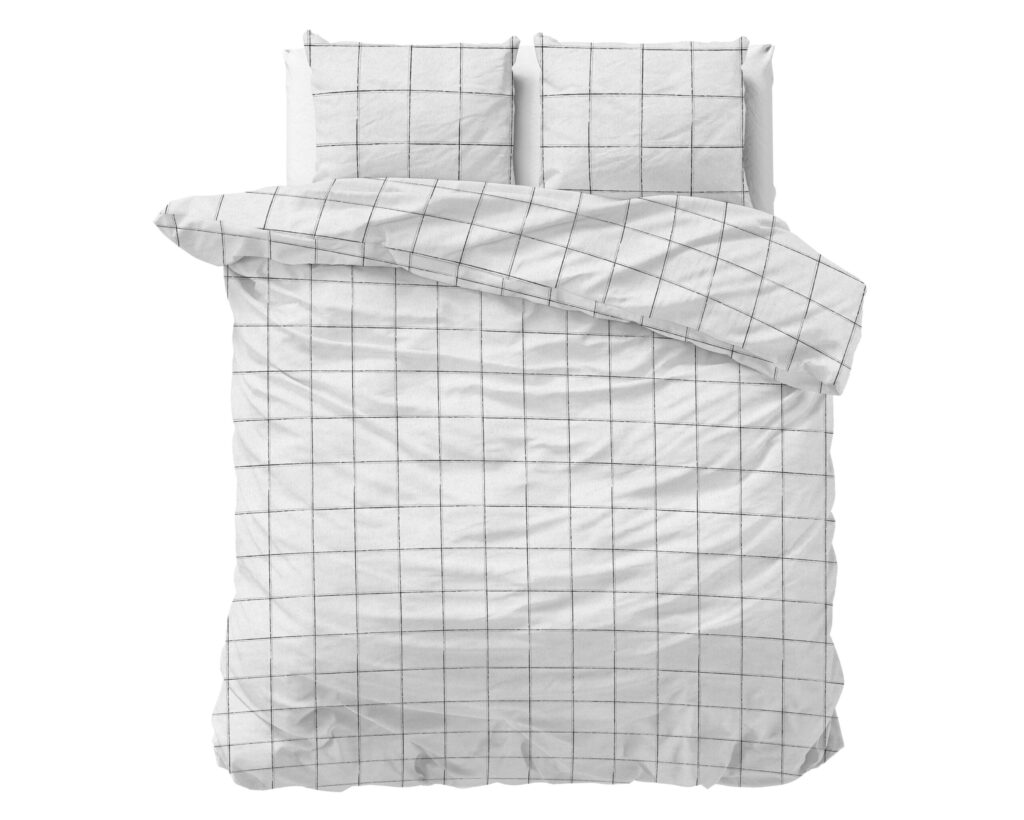 Sleeptime Flanel Deep Check Wit 200 x 200/220 cm