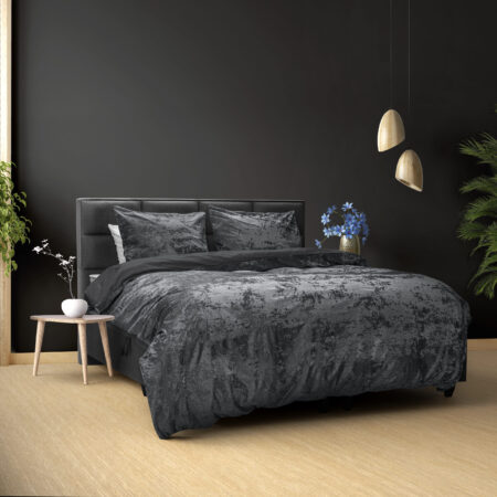 Dreamhouse Crushed Velvet Cotton Volcanic Antraciet 140 x 220 cm