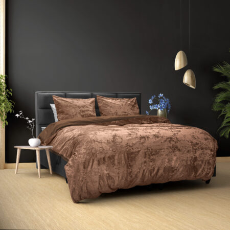 Dreamhouse Crushed Velvet Katoen Wood Bruin 140 x 220 cm