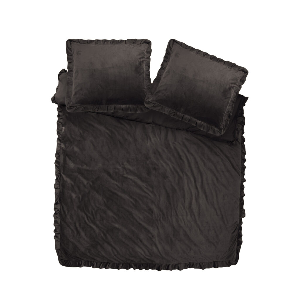 Sleeptime Velvet Ruffles Zwart 200 x 220 cm