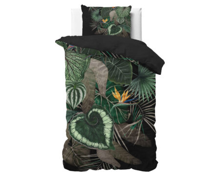 Sleeptime Dark leaves Groen 140 x 200/220 cm