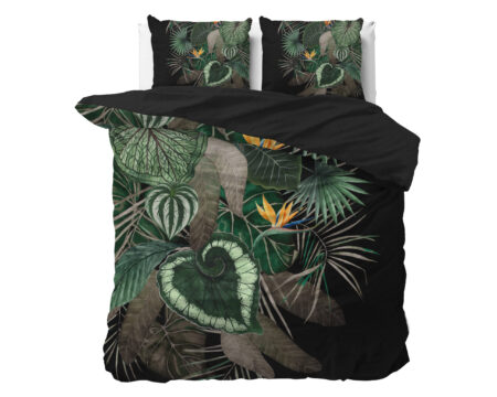 Sleeptime Dark leaves Groen 200 x 200/220 cm