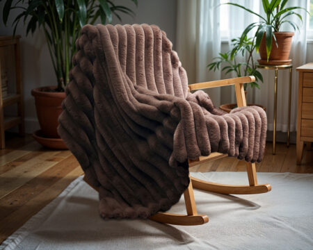 Primaviera Deluxe Rib Rabbit Fur Plaid Taupe/Gijs 150 x 200 cm