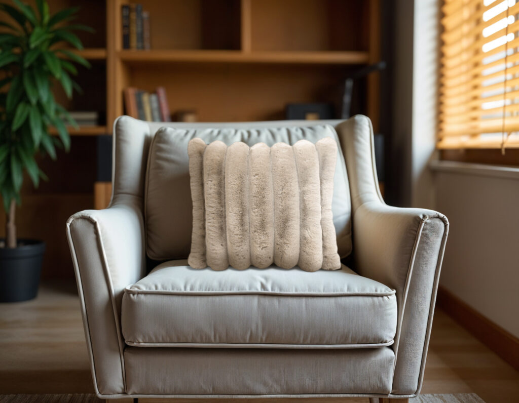 Primaviera Deluxe Rib Rabbit Fur Sierkussen Zand 50 x 50 cm