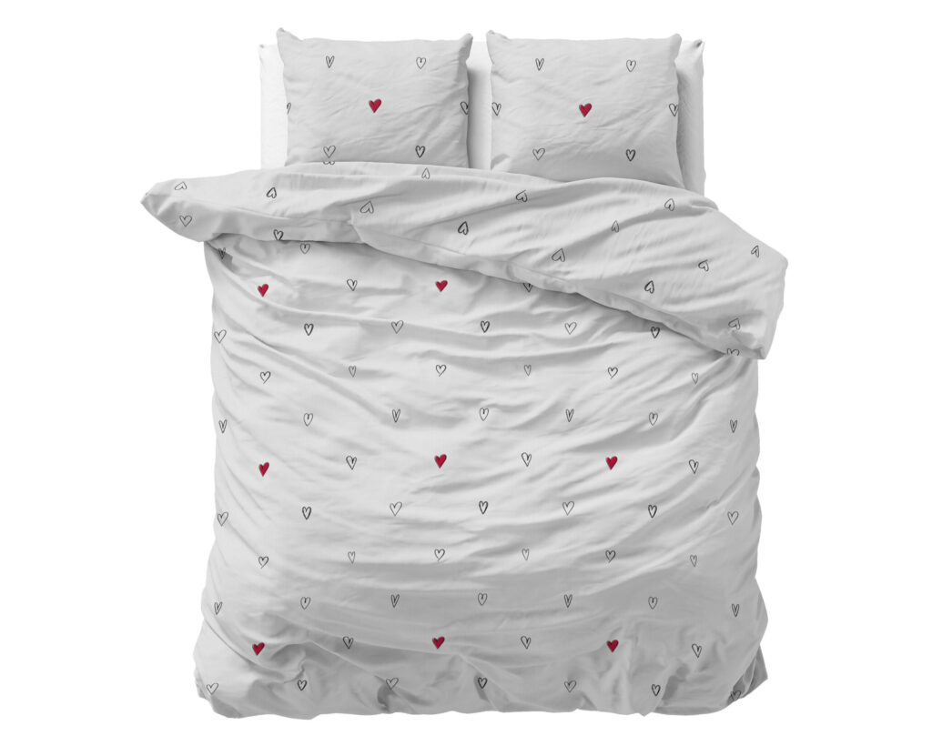 Sleeptime Hearts Everywhere Wit 140 x 200/220 cm