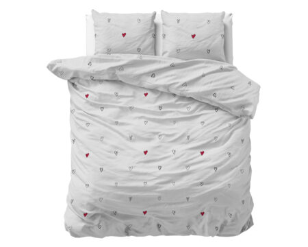 Sleeptime Hearts Everywhere Wit 140 x 200/220 cm
