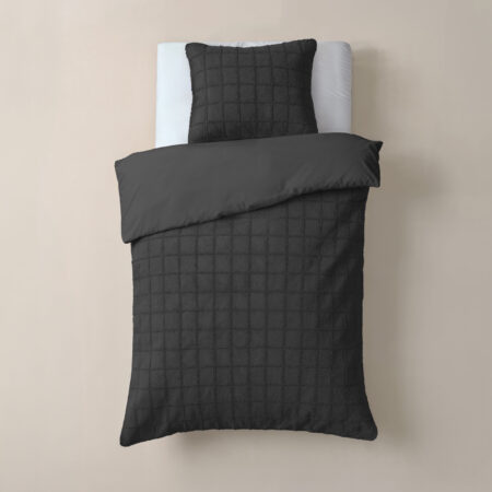 Sleeptime Faux Fur Check Zwart 140x200/220 cm