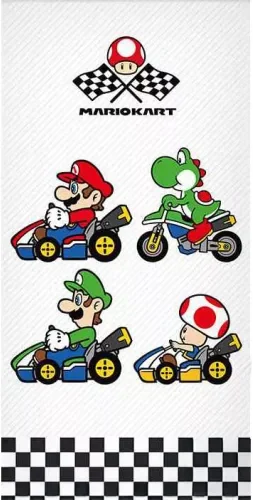 Mario strandlaken mariokart wit  70 x 140 cm - katoen
