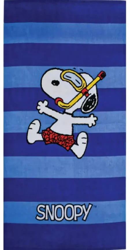 Snoopy handdoek 70 x 140 cm blauw