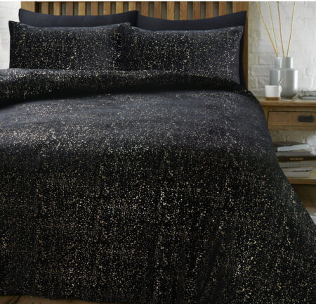 Sleeptime Glamour Flanel Sprankle Foil Zwart 140 x 200/220 cm