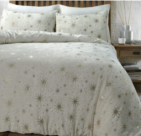 Sleeptime Glamour Flanel Stars Foil Creme 240 x 200/220 cm