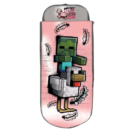 Minecraft opblaasbaar bed roze 150 x 62 x 20 cm