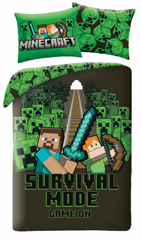 Minecraft Dekbedovertrek survival - 140 x 200 cm - 70 x 90 cm -  Polyester