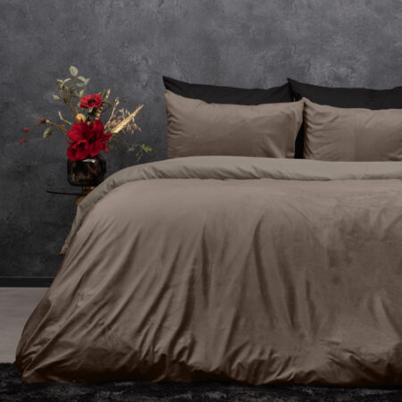 Sleeptime Velvet Uni Dekbedovertrek Taupe 200 x 220 cm