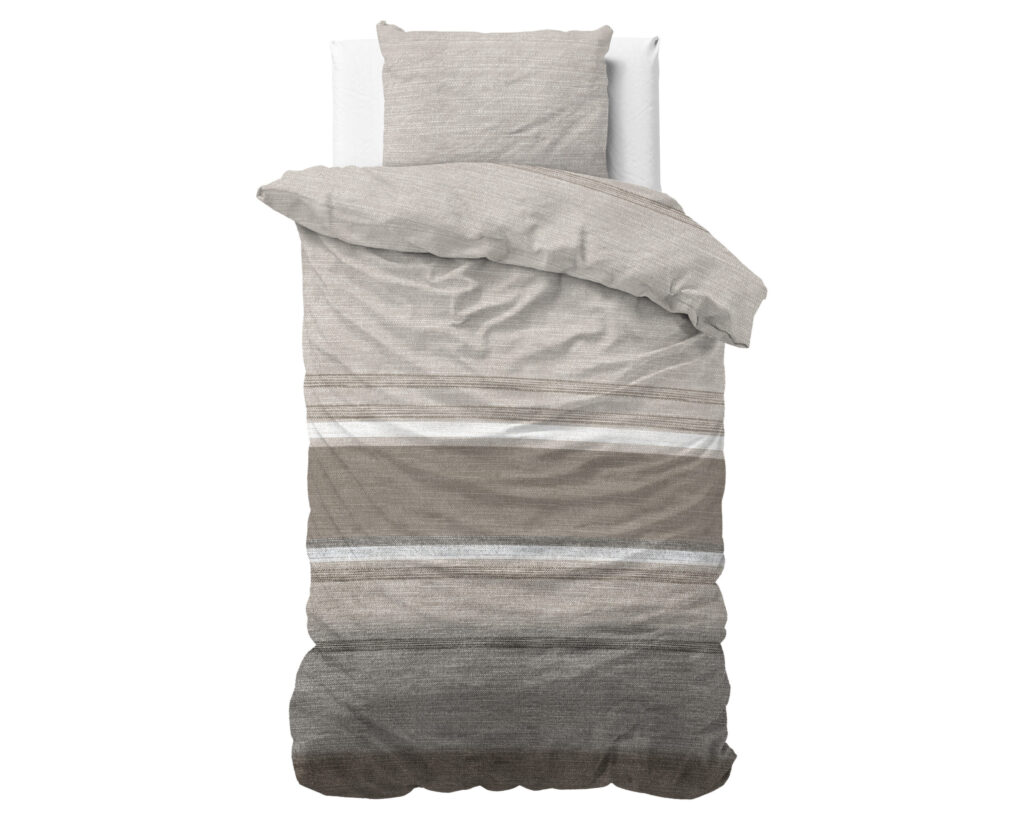 Sleeptime Flanel Stone Stripe Taupe 140 x 200/220 cm