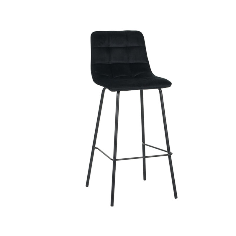 LABEL51 Barkruk Bistro - Zwart - Fluweel - Zithoogte 78