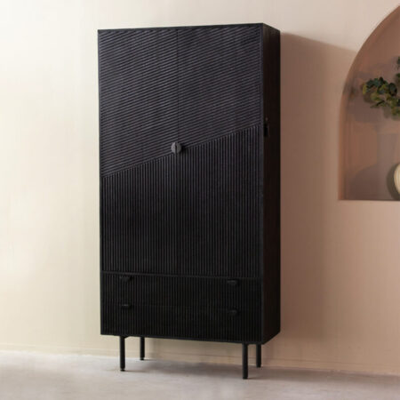 LABEL51 Bergkast Cotia - Zwart - Mangohout - Hoge Kast