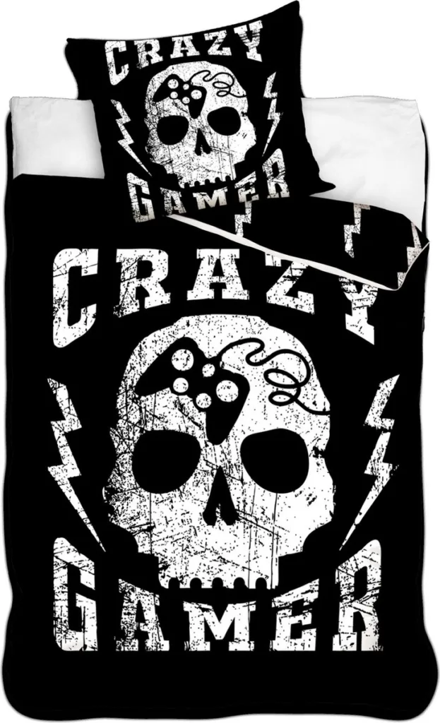 Gamer Dekbedovertrek Glow in the Dark  zwart 140 x 200 cm - 70 x 90 cm