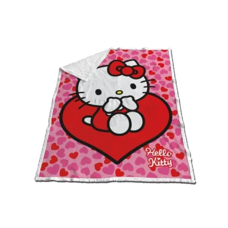 Hello Kitty hartjes fleece plaid 120 x 150 cm - polyester