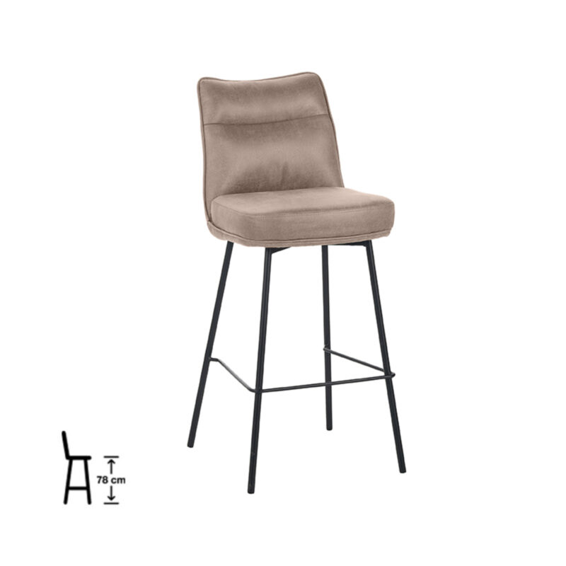 LABEL51 Eetkamerstoel Lennon - Taupe - Micro Suede - Zithoogte 78