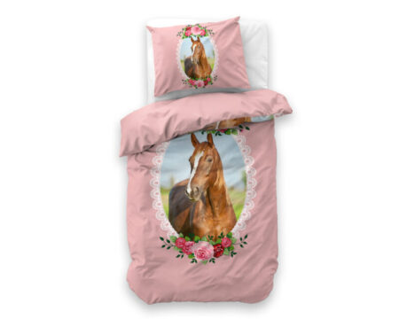 Little Monster Cute Horse Roze 140 x 200/220 cm