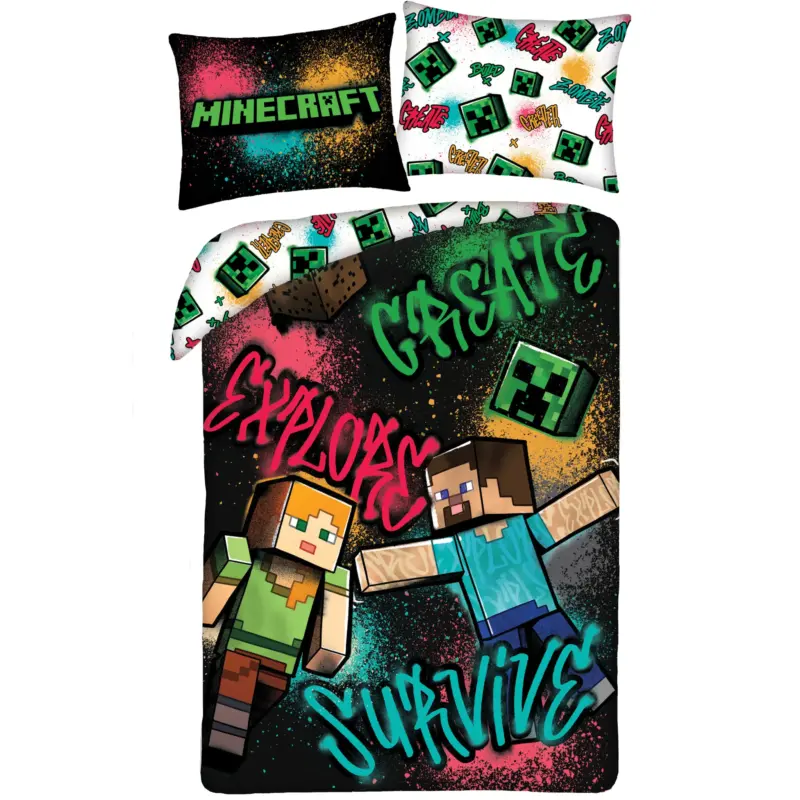 Minecraft Dekbedovertrek Create - 140 x 200 cm - 70 x 90 cm -  Polyester